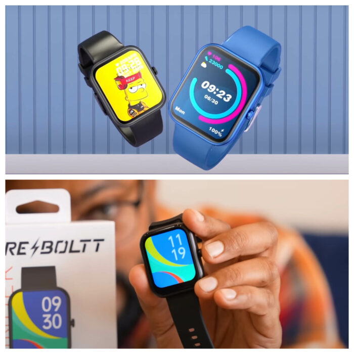 Image comparing the promotional and real-life images of the Fire-Boltt smartwatch