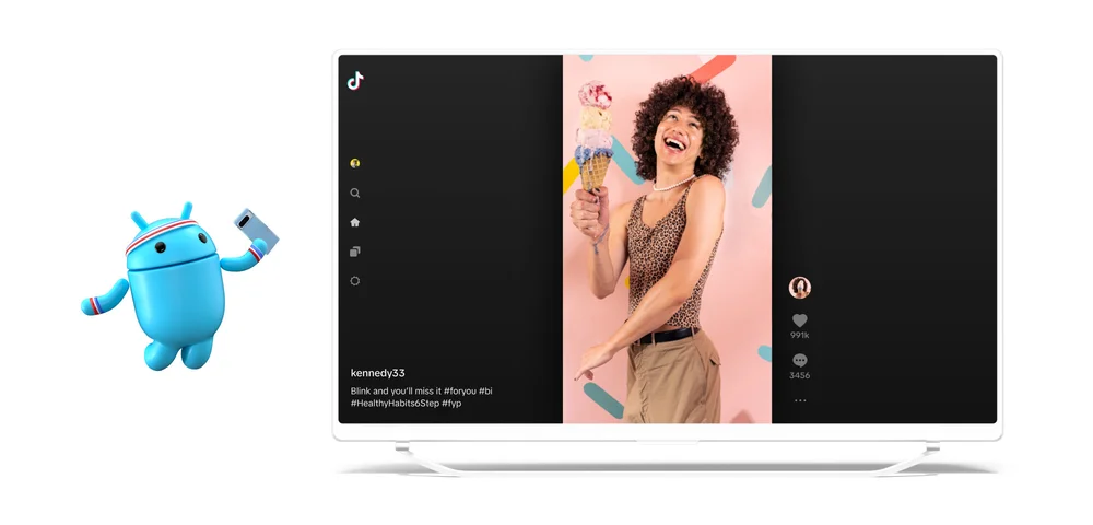 Image of the new Google TV TikTok cast feature announced at CES 2024