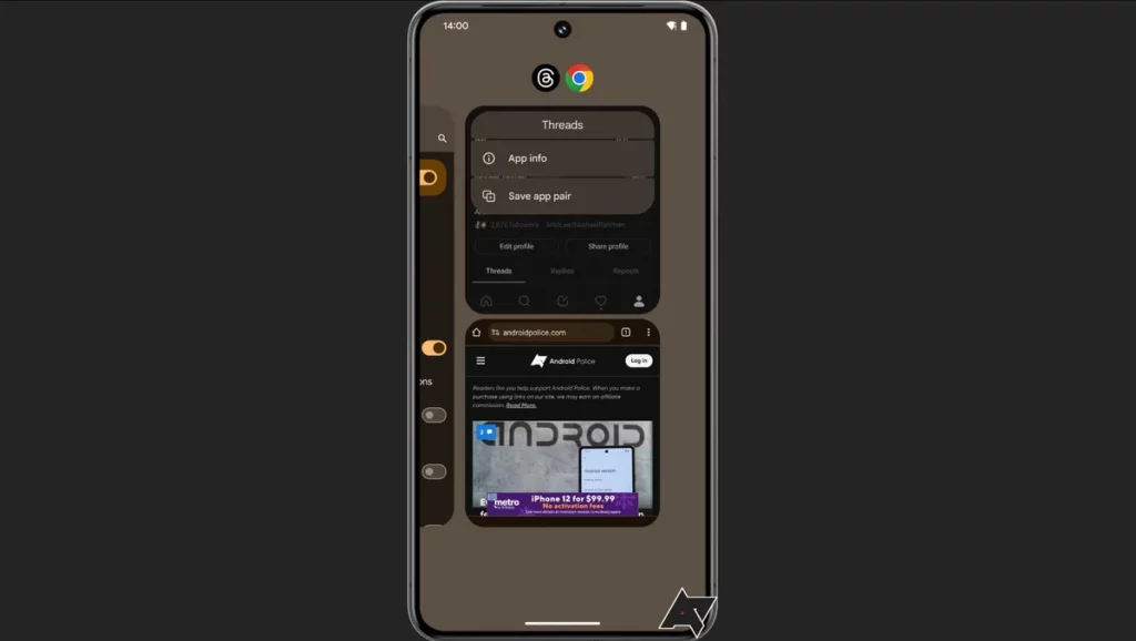 Screenshot of the save app pair setting