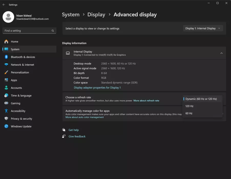 Image of the dynamic refresh rate feature 2