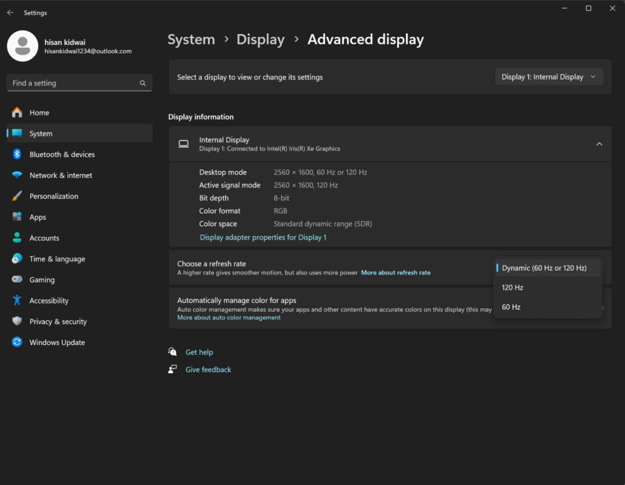 Image of the dynamic refresh rate feature 2