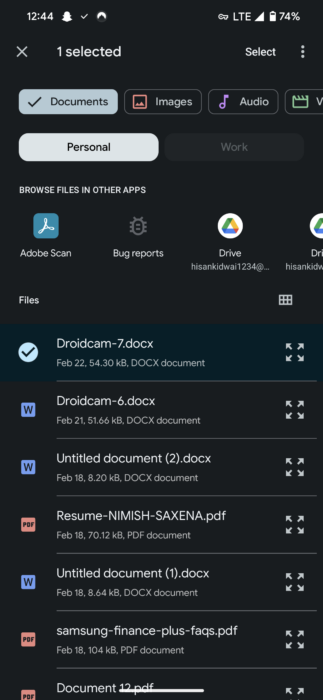 Screenshot of sharing files with NordVPN 2