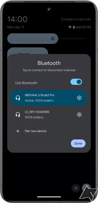 Screenshot of the Switch Bluetooth devices feature in Android 15