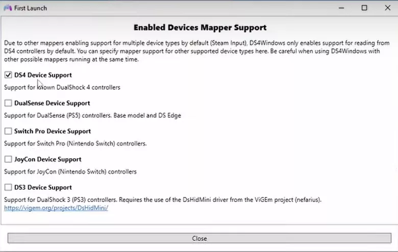 Screenshot of the DS4Windows app-3