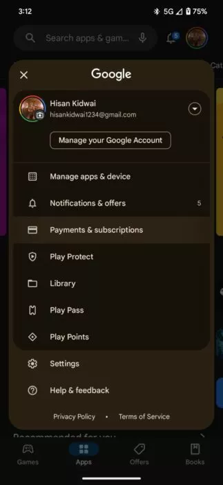 Снимок экрана: как отменить подписку NordVPN через Play Store 2