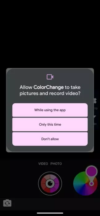 Screenshot of the Color Changing camera app-1