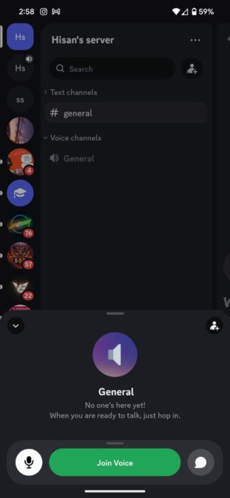Screenshot of the live stream function on Discord Android 2