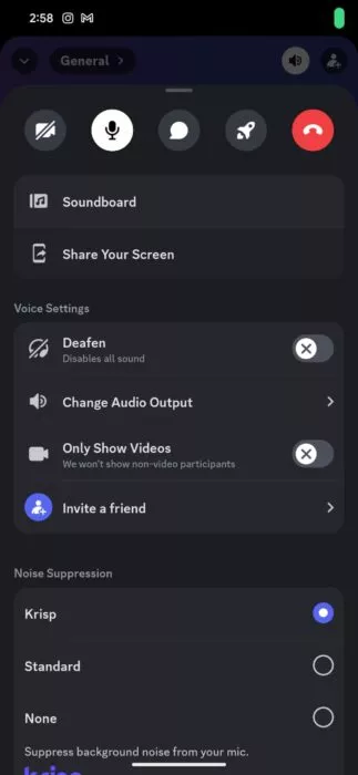 Screenshot of the live stream function on Discord Android 3
