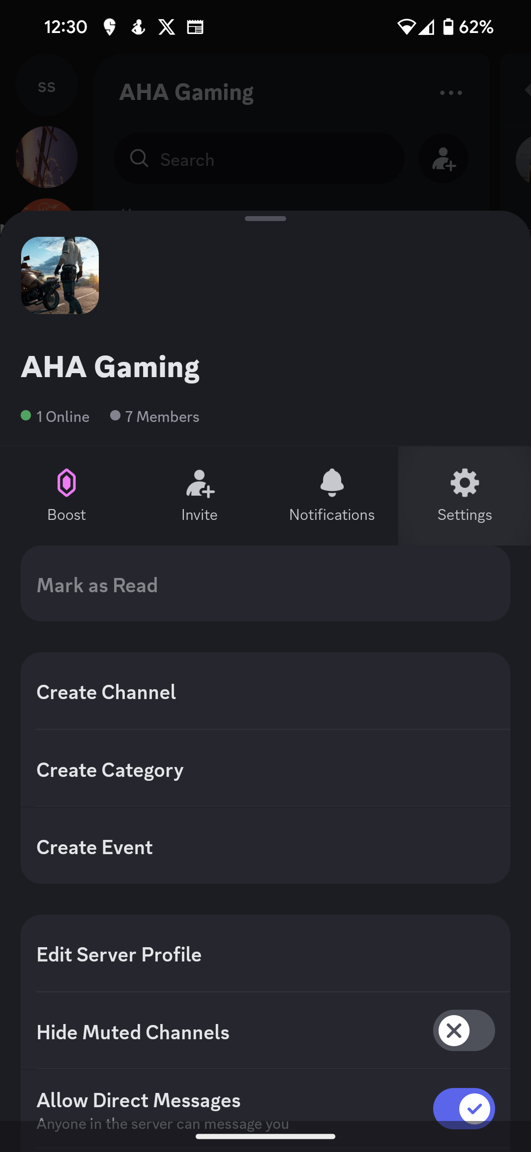 Screenshot of the discord app on Android 
