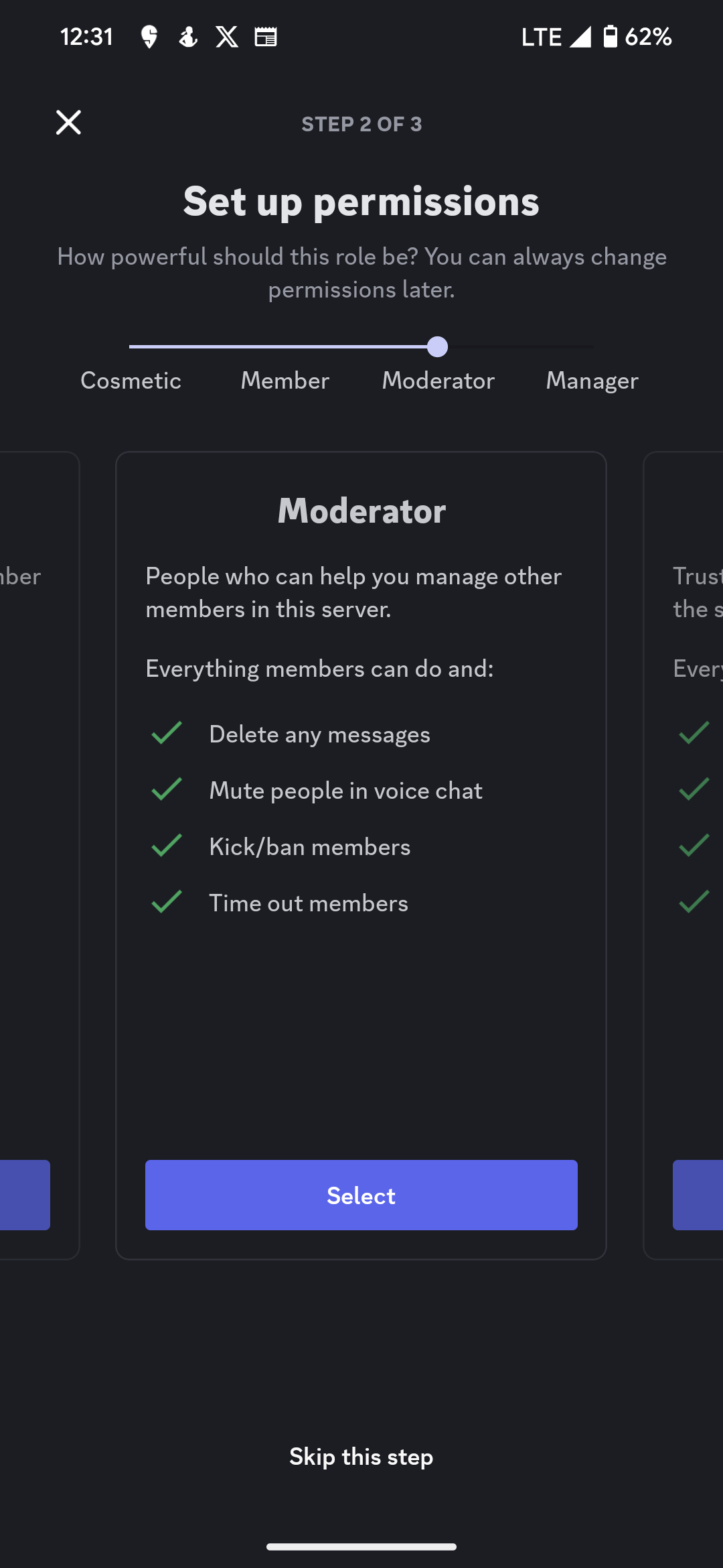 Screenshot of the moderator section