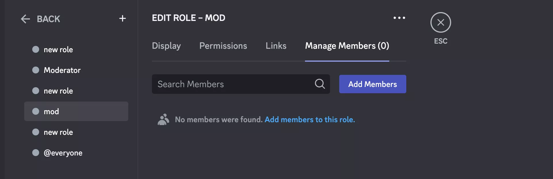 Add members settings in the Discord app