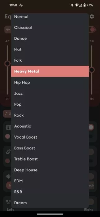 Screenshot of the Equalizer Bass booster app-1