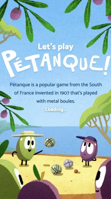 Screenshot of the celebrating Pétanque google doodle game 1