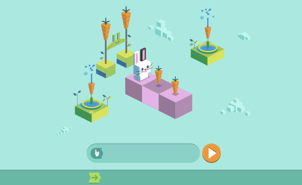 Screenshot of the coding for carrots game