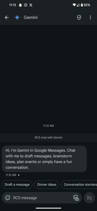 Screenshot of Gemini in Google messages -2