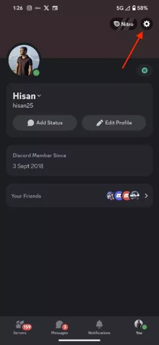 Screenshot of discord app while cancelling Nitro 1