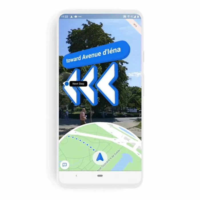 Screenshot of the Google Live view feature to help you plan your route