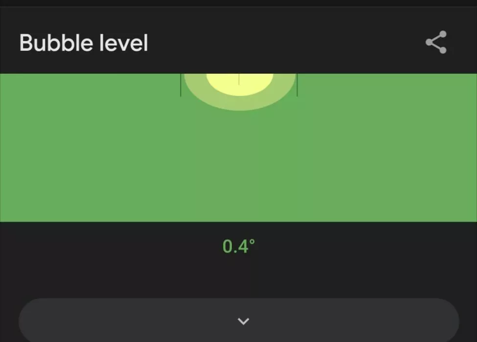 Screenshot of the bubble level Google trick/feature