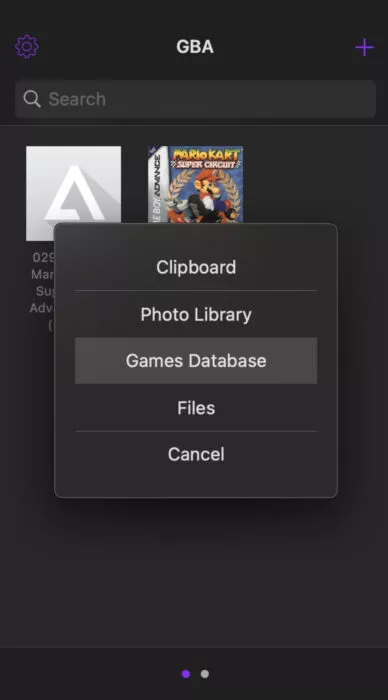 Screenshot of the Games Database Setting
