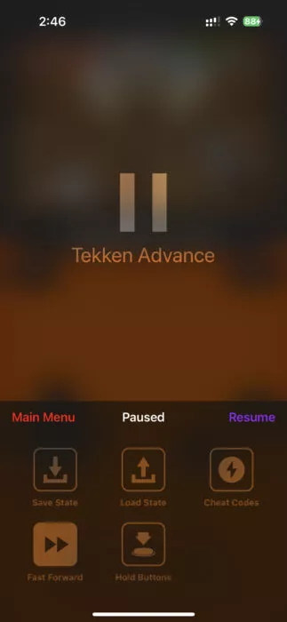 Screenshot of the Menu in the Delta app
