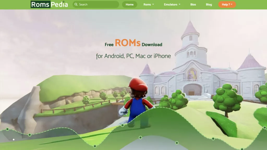 Screenshot of the Romspedia emulator ROM download website