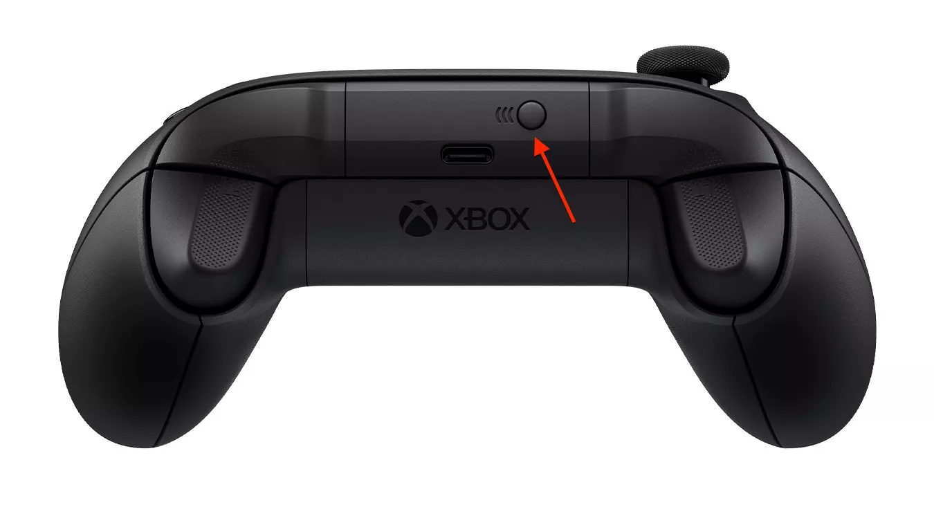 Image of the Xbox controller layout with the connect button highlighted
