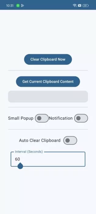 Screenshot of the memory guardian Android app