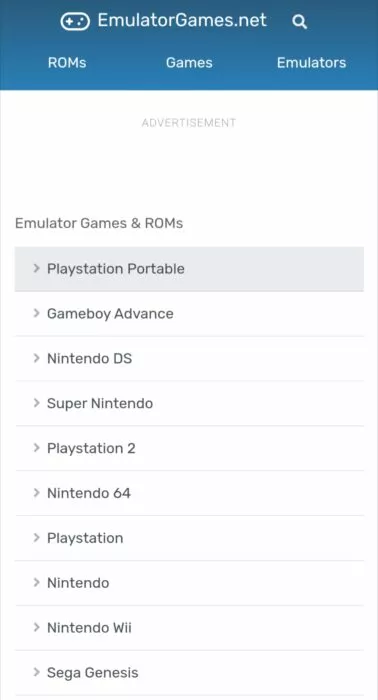 Screenshot of the emulatorgames.net website-1