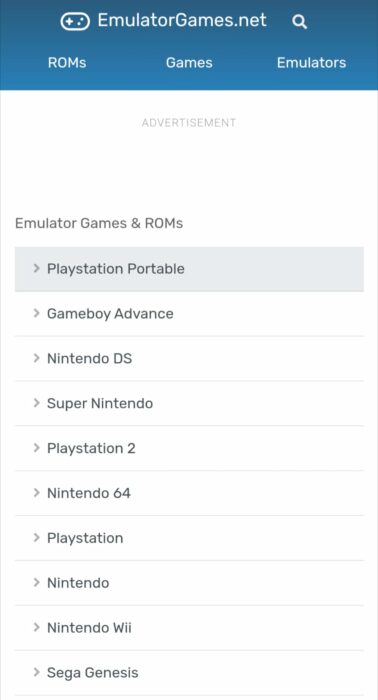 Screenshot of the emulatorgames.net website-1