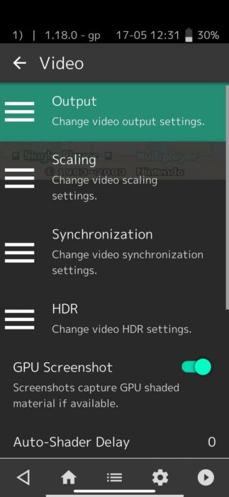 Screenshot of the Video Settings in the RetroArch emulator app-2