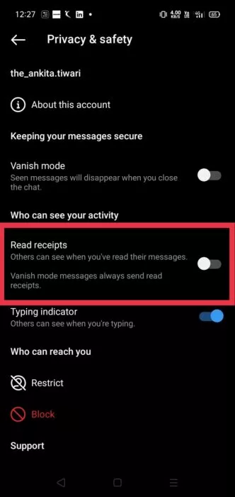 S2.2 for Turning Off Read Receipts 