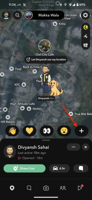Screenshot of the map reactions feature on Snapchat-2