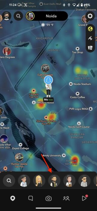 Screenshot of the map reactions feature on Snapchat-1