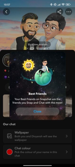 Screenshot of the planets feature on Snapchat Plus 2