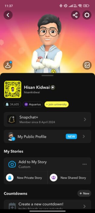 Screenshot of the Snapchat Plus Badge