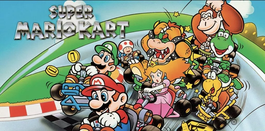 Image of the Super Mario Kart game to play with delta emulator