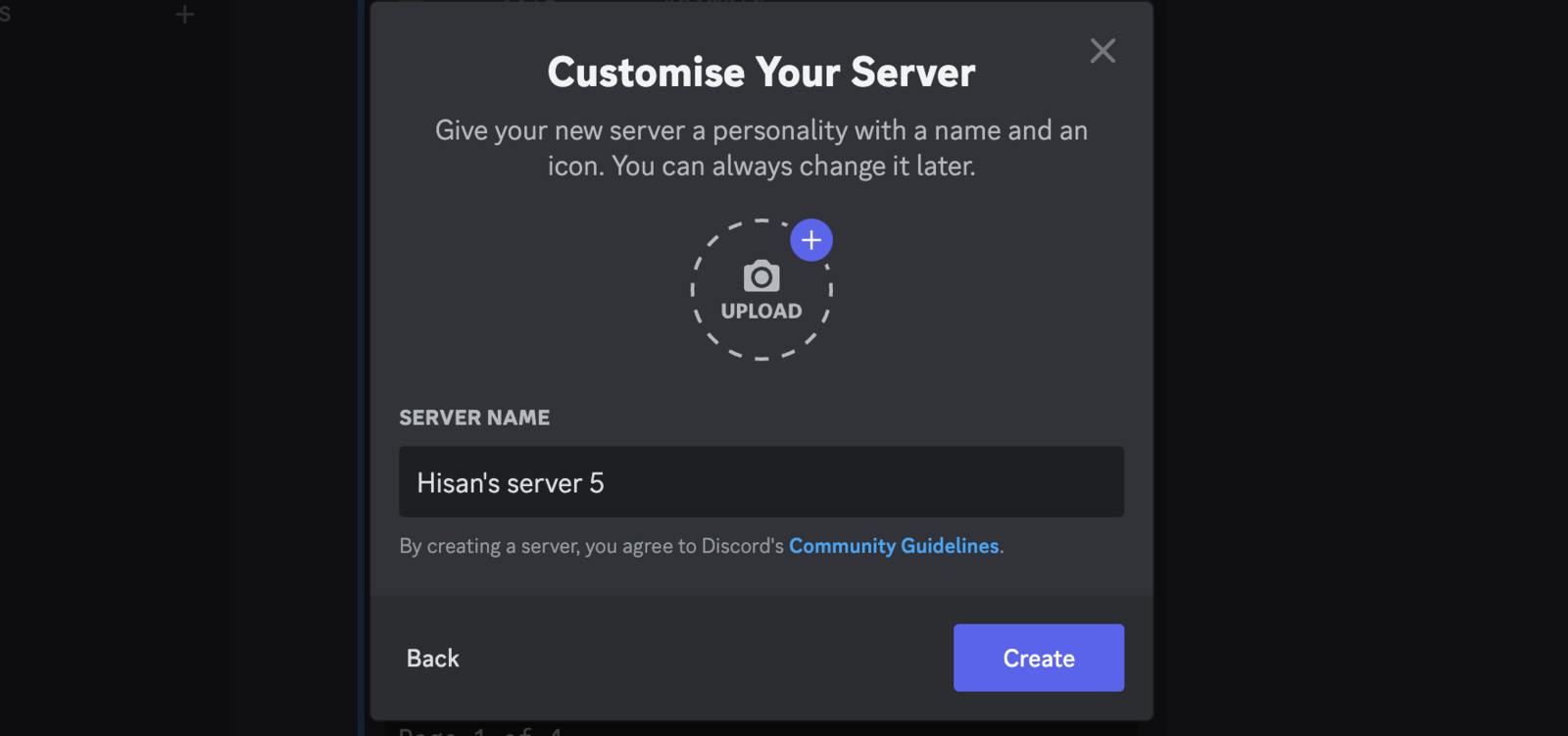 Screenshot of the server name