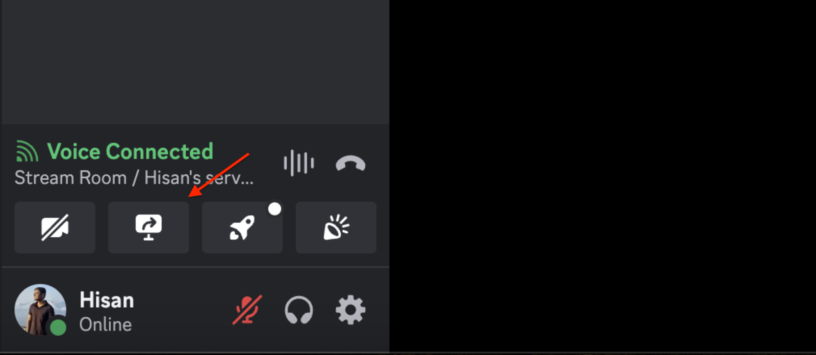 Screenshot of the screen share button to stream Netflix on Discord 