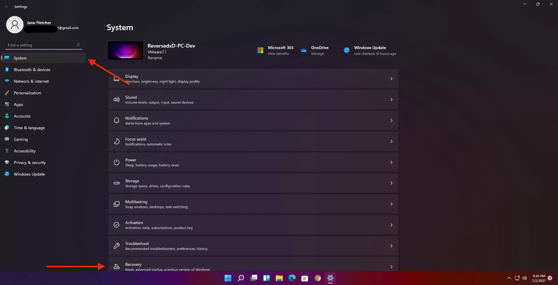 Image of the Windows 11 Settings app to open BIOS