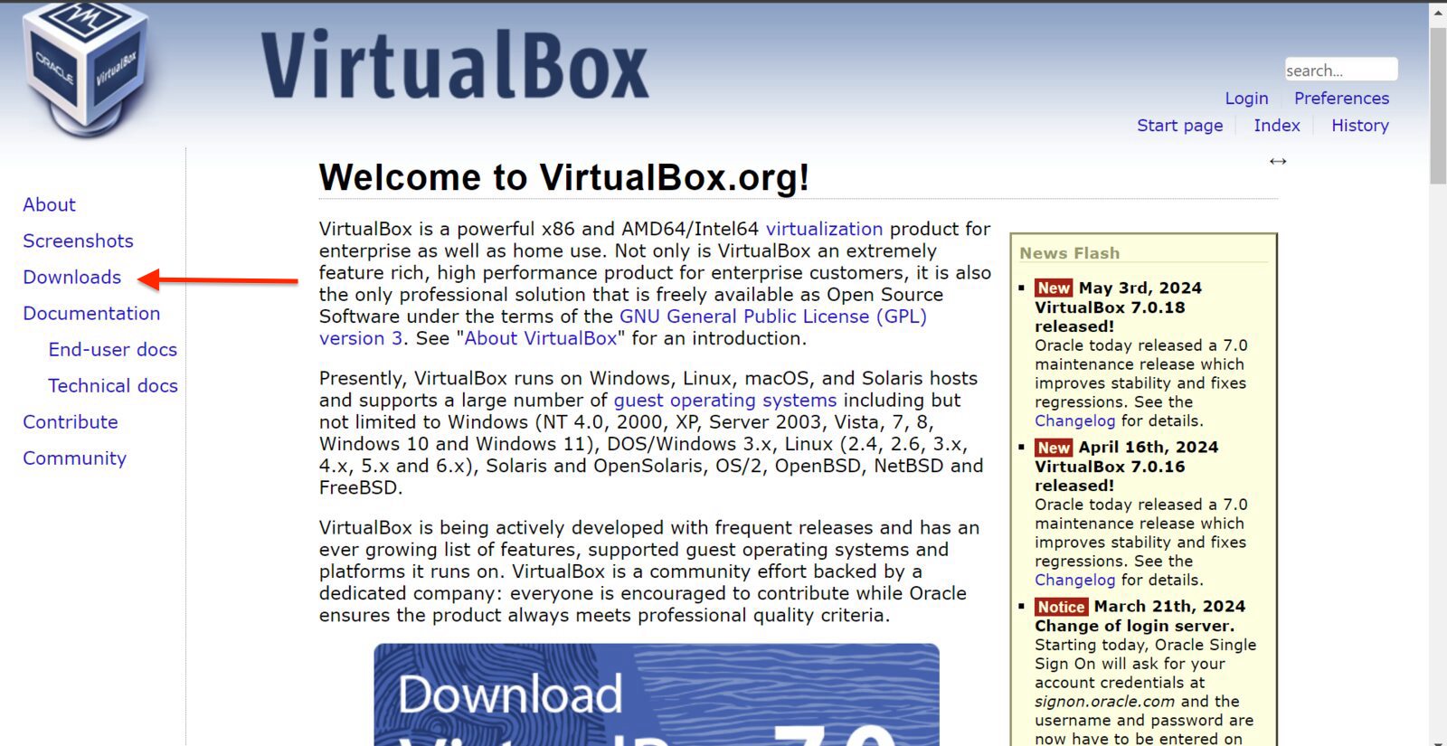 Screenshot of the VirtualBox website to download Xcode for Windows-2