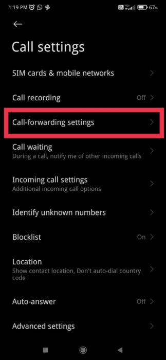 image for call forwarding in android