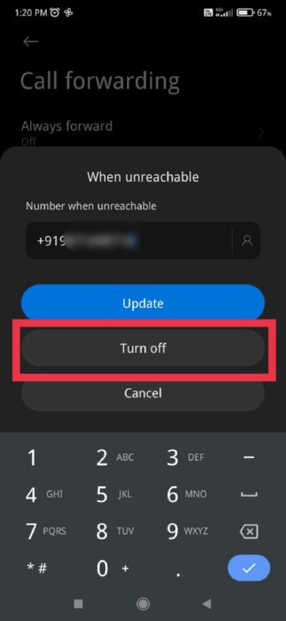 image to turn off call forwarding in android