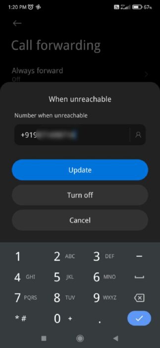 image to turn on call forwarding in android