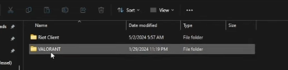 Screenshot of the leftover files when uninstalling valorant