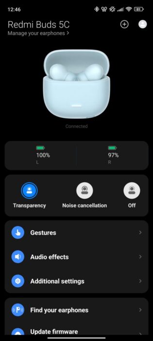 Screenshot of the Xiaomi Earbud app-2