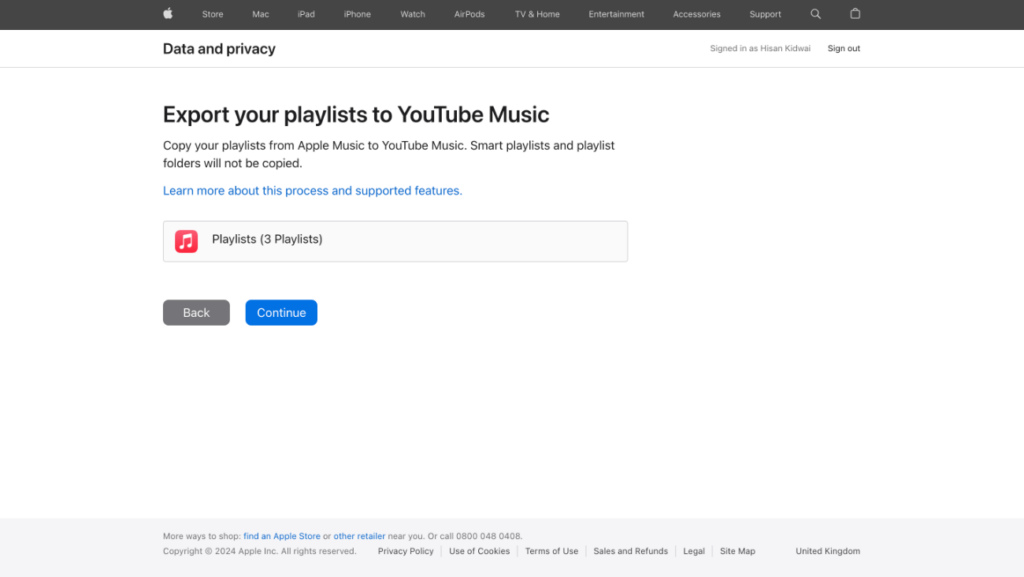 image for exporting your playlist to YouTube music