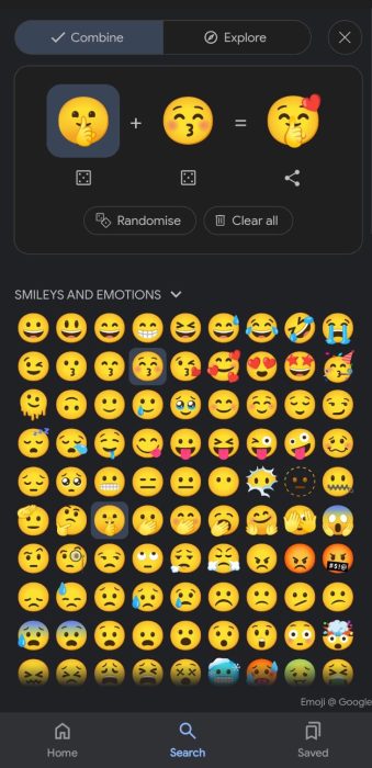 Screenshot of the Google Emoji Kitchen on iPhone-2