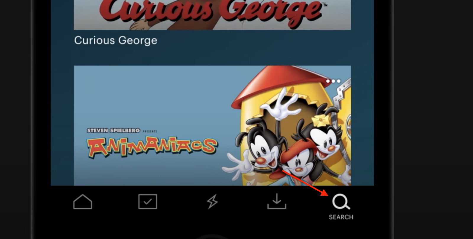Screenshot of the Search button at the bottom to Download Hulu shows