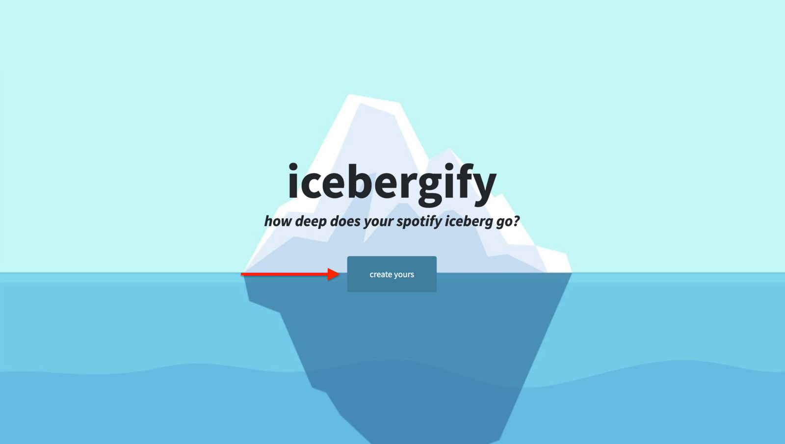 Screenshot of the Icebergify website to make your Spotify Iceberg