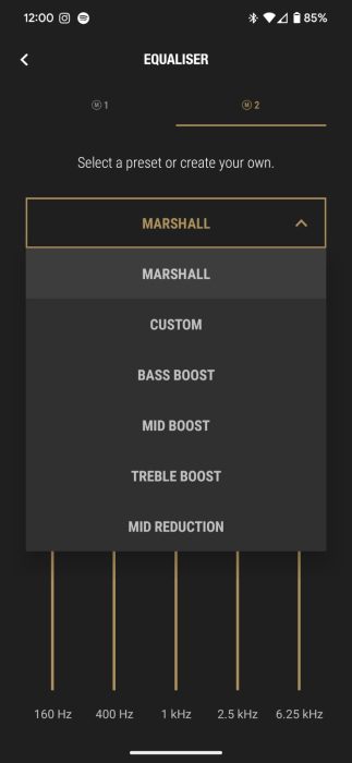 Screenshot of the Marshall companion app-3